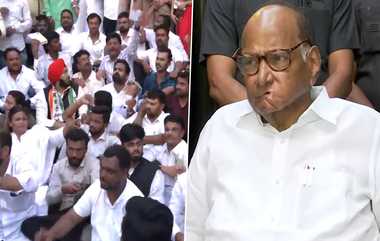 NCP Sharad Pawar: தலைவர் பதவியில் இருந்து விலகிய சரத் பவார்.. தொண்டர்கள் போர்க்கொடி, தலைமை அலுவலகத்தில் போராட்டம்.!