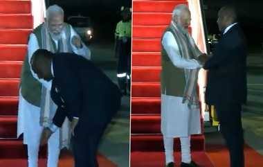 PM Modi at Papua New Guinea: பிரதமர் மோடியின் கால்களில் விழுந்து ஆசி வாங்கிய பப்புவா நாட்டு பிரதமர்; நெகிழ்ச்சி நிகழ்வு.!