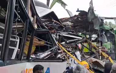 Bus Accident: அதிவேகத்தில் நேருக்கு நேர் மோதி தனியார் பேருந்துகள் பயங்கர விபத்து.. மரண ஓலத்தில் அலறல்.. 6 பேர் பலி., 80 பேர் படுகாயம்.!