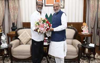 CP Radhakrishnan Rajinikanth Meets: ஜார்கண்ட் மாநில ஆளுநருடன் நடிகர் ரஜினிகாந்த் நேரில் சந்திப்பு; மனதார நண்பரை வரவேற்ற ஆளுநர்.!