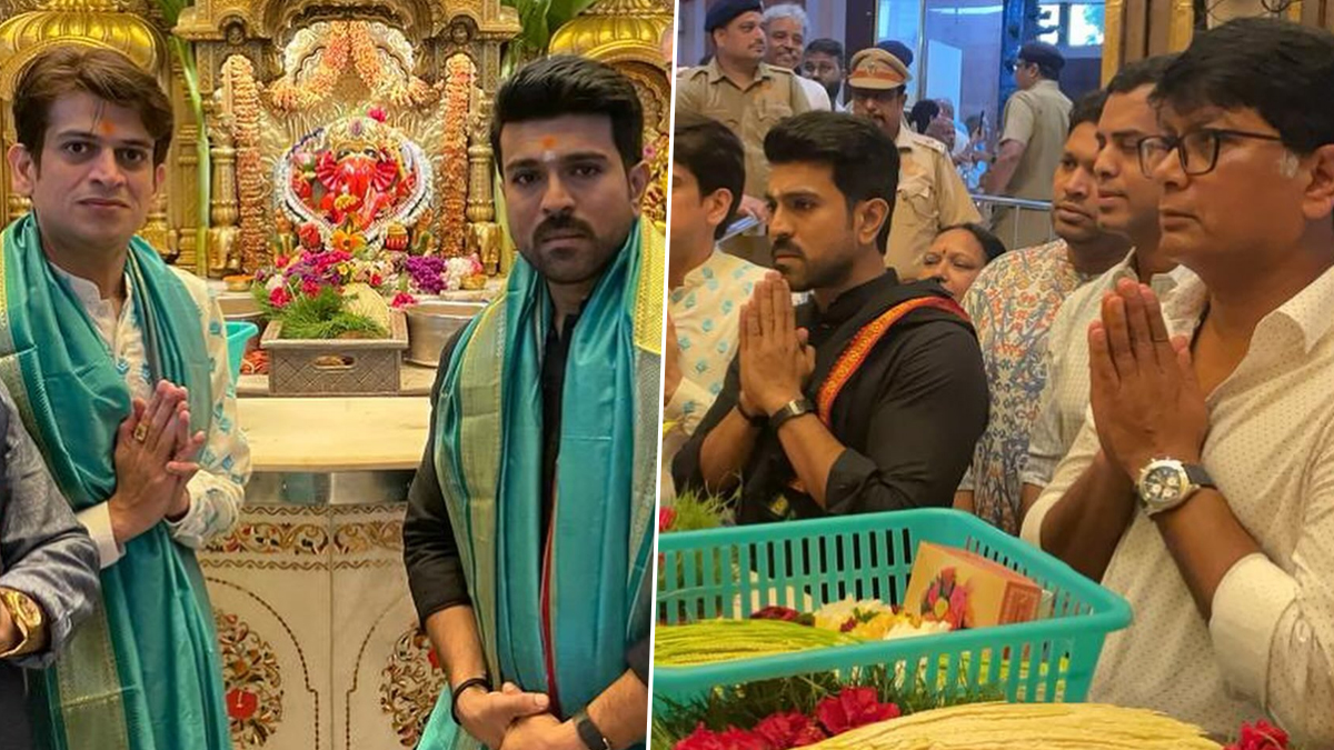 Ram Charan at Siddhi Vinayak Temple: மஹாராஷ்டிராவில் உள்ள சித்தி விநாயகர் கோவிலில் சாமி தரிசனம் செய்த நடிகர் ராம் சரண்.!