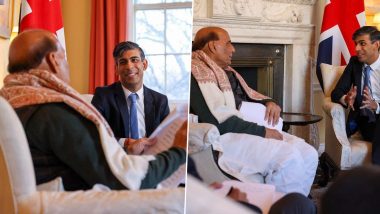 Rajnath Singh meets England PM: இங்கிலாந்து பிரதமர் ரிஷி சுனக்குடன், பாதுகாப்புத்துறை அமைச்சர் ராஜ்நாத் சிங் சந்திப்பு.!