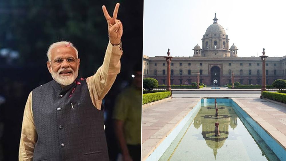 PM Narendra Modi | Parliament Building India (Photo Credit: @me_ganesh14 X / Wikipedia)